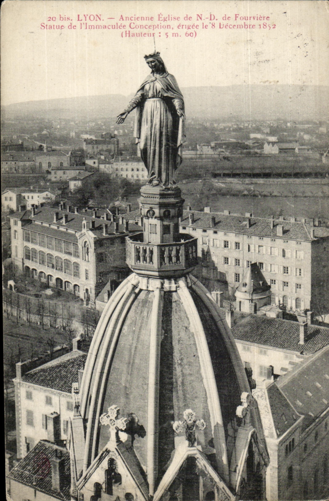 CPA Lyon Old Church De Fourviere Statue Of the Erigee Immaculate Conception on December 8th 1852