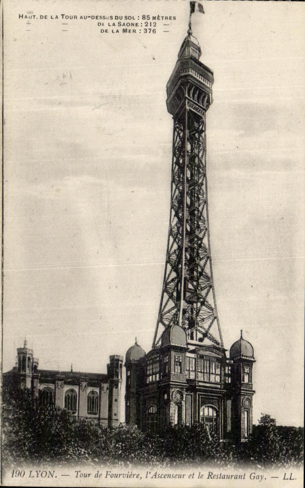 CPA Lyon Turn De Fourviere the Elevator And the Gay Restaurant