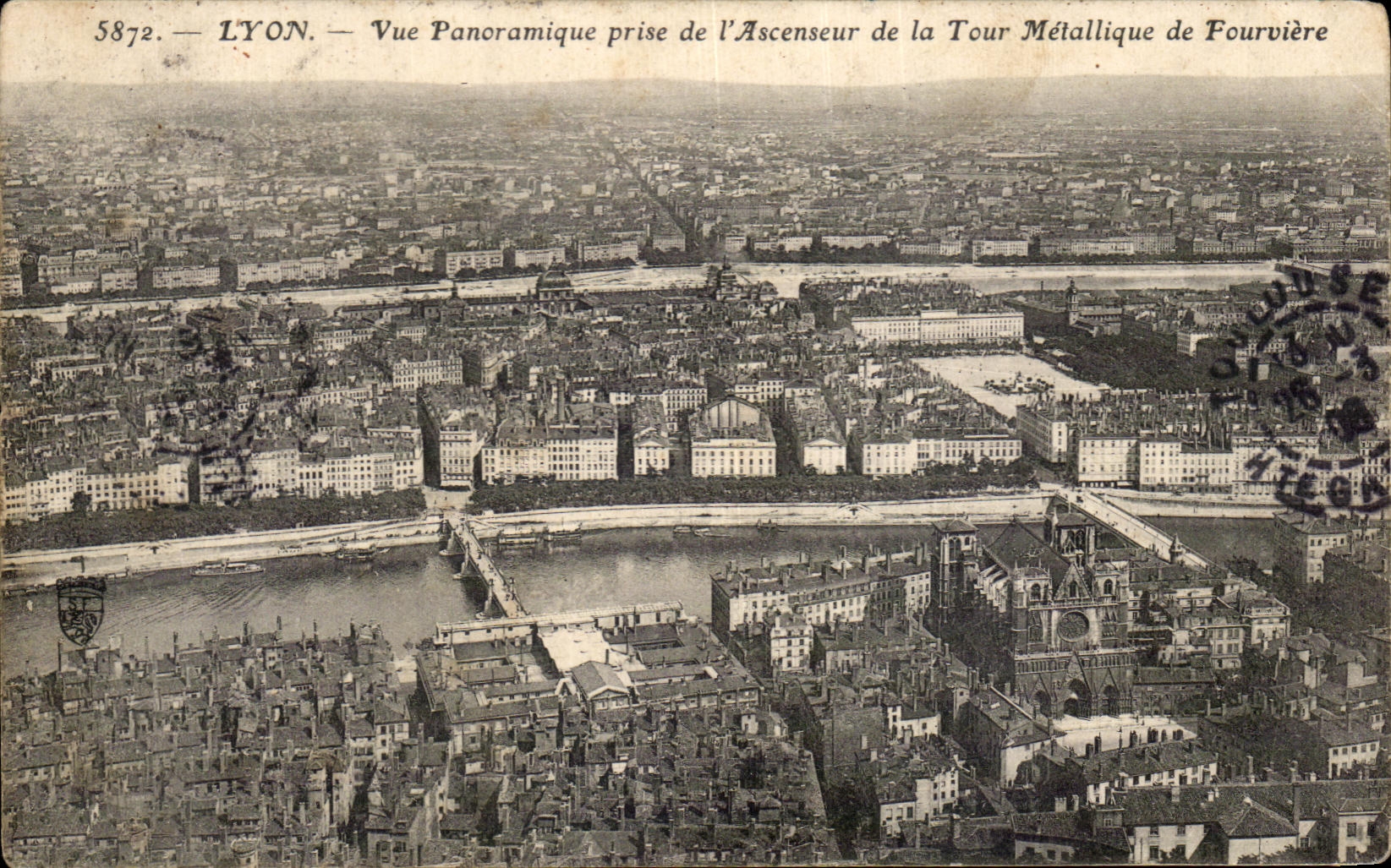 CPA Lyon Panoramic View Taken Of the Elevator Of the Metal Tower De Fourviere