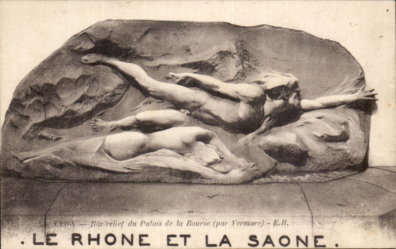 CPA the Rhone And the Saone Lyon Low relief of the palate of the Stock Exchange by Velmare