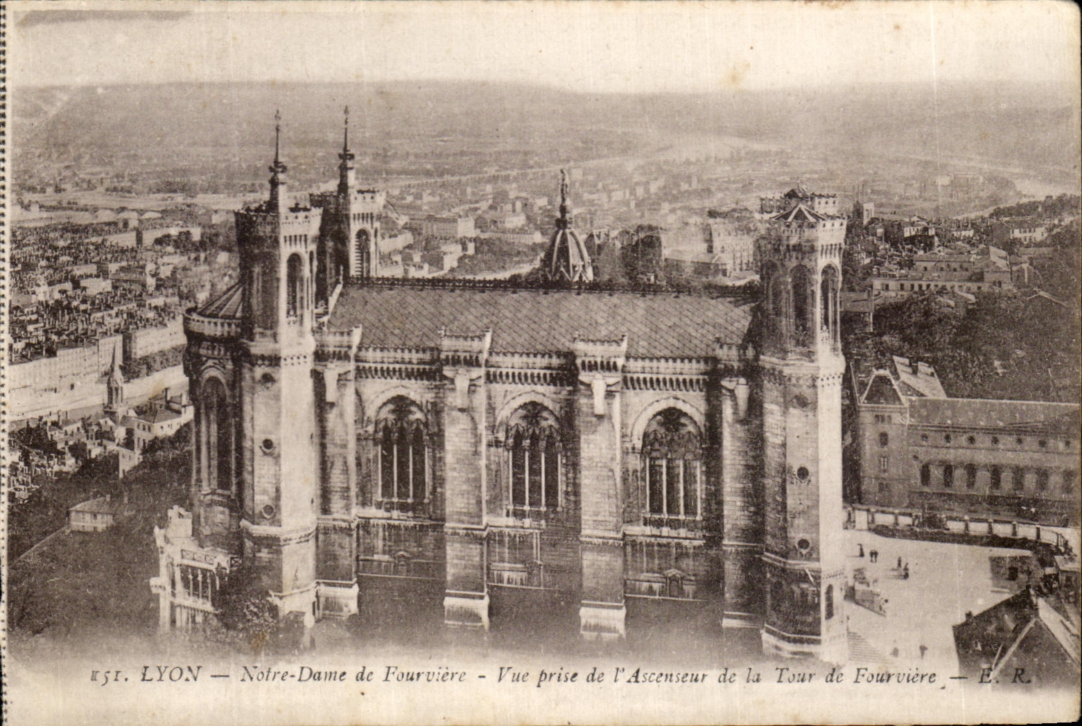 CPA Lyon Our Lady of Fourviere Seen from of the Elevator of the Tower of Fourviere