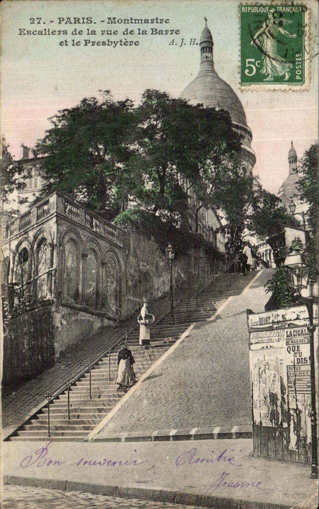 CPA Paris Montmartre Escaliers de la rue de la Barre et le Presbytere
