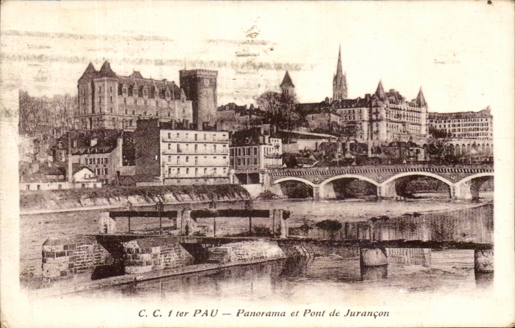 CPA Pau Panorama et Pont de Jurancon