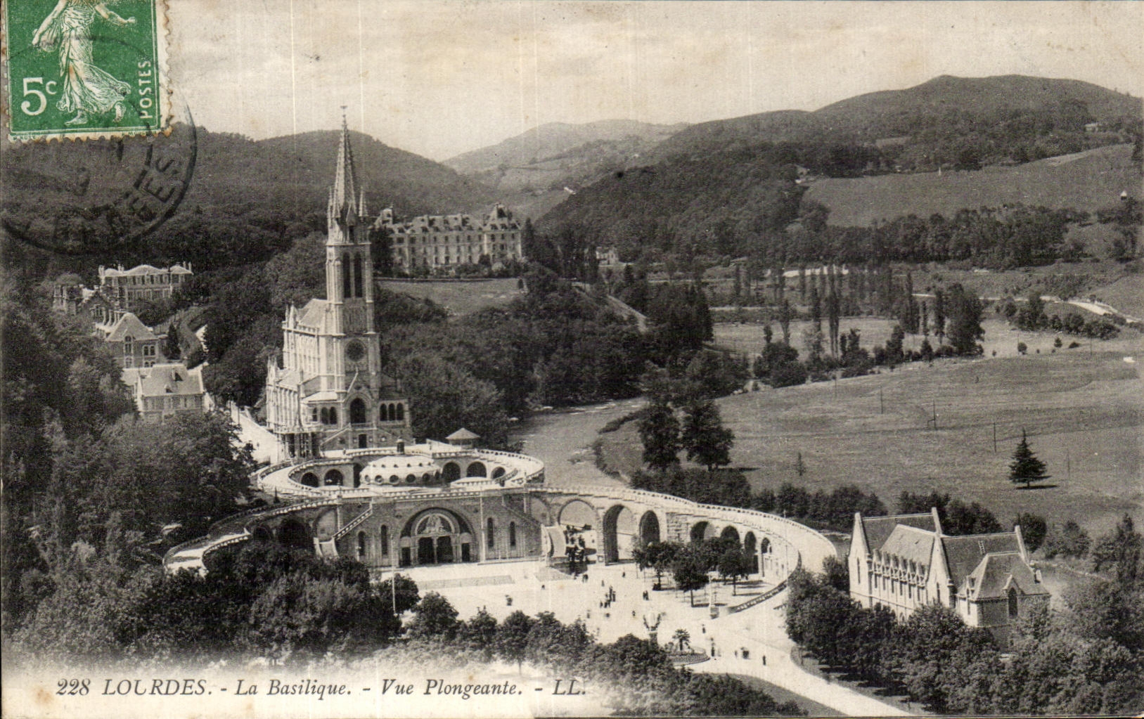 CPA Lourdes the View from above Basilica