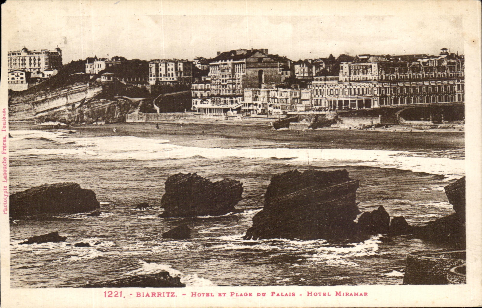 CPA Blarritz Hotel Et Plage Du Palais Hoyel Miramar