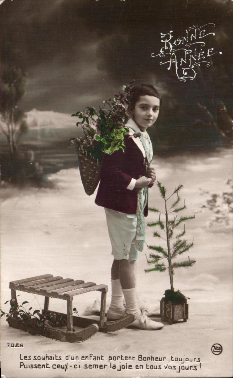 Trineo largo del nino de la fantasia de CPA