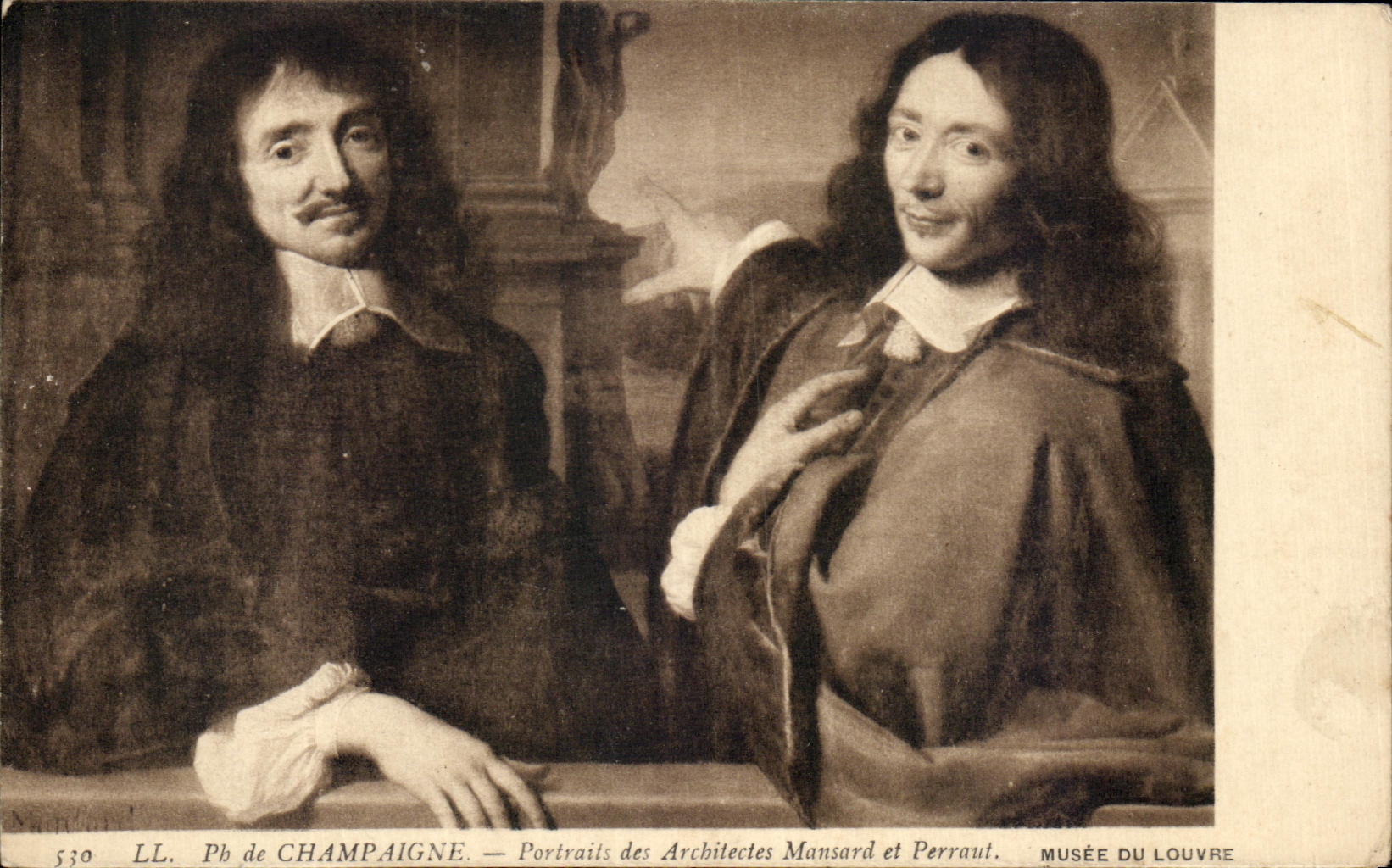 CPA Philippe de Champagne Potraits des architectes Mansard et Perraut Musee du Louvre Paris 