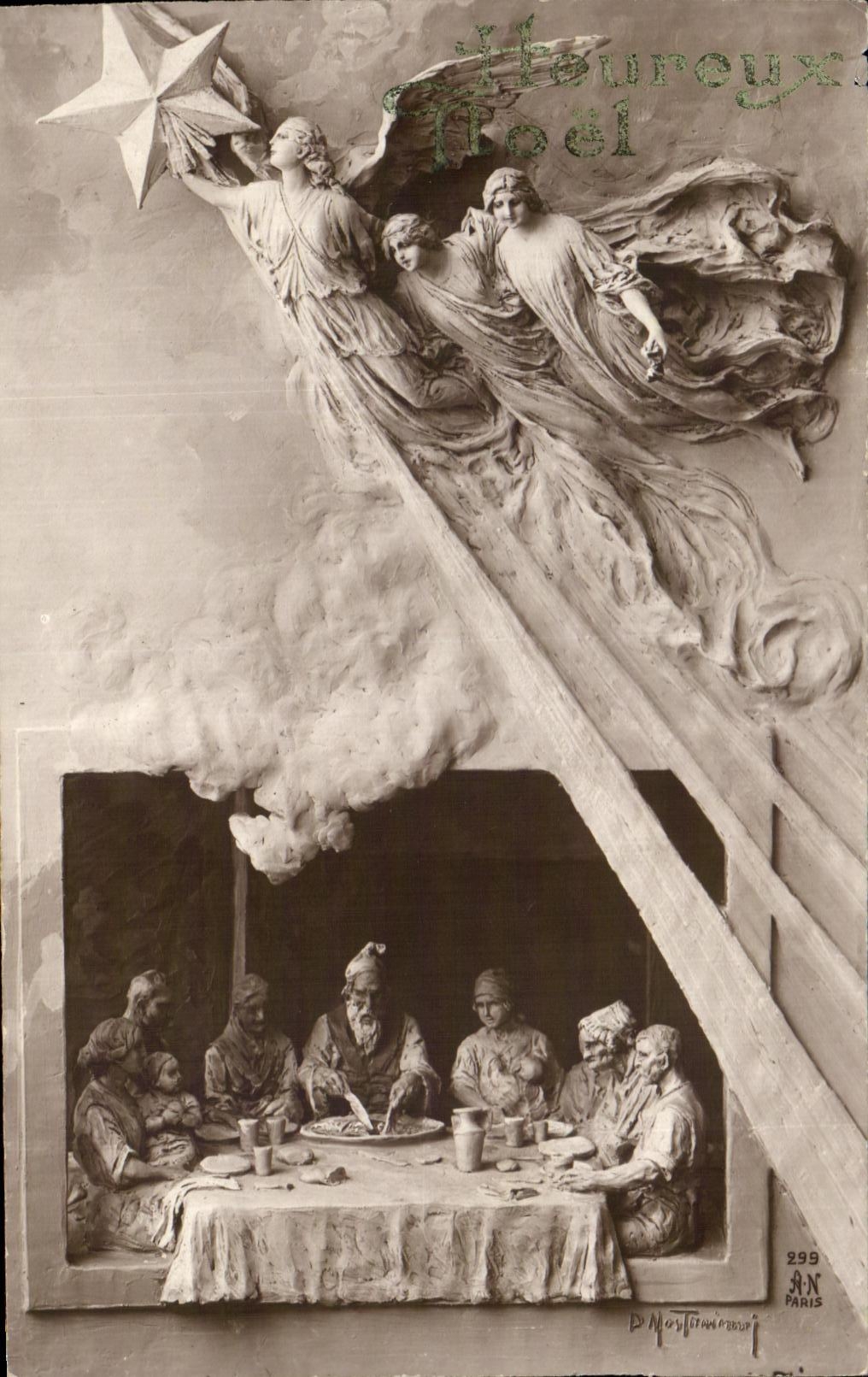 CPA Fantaisie Noel Anges 