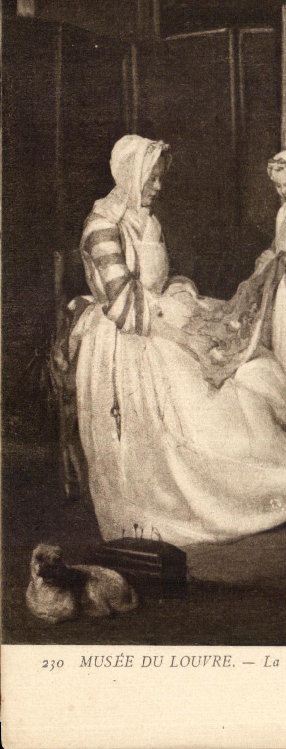 CPA Fantaisie Musee du Louvre Le mere laborieuse Chardin 