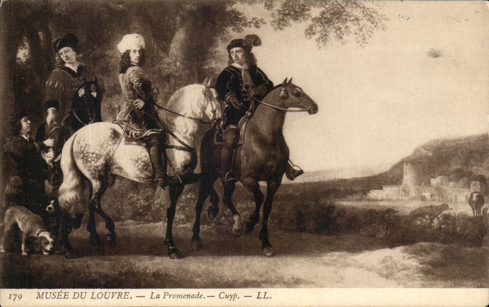 CPA Fantaisie Musee du Louvre Paris La promenade Cuyp Cheval