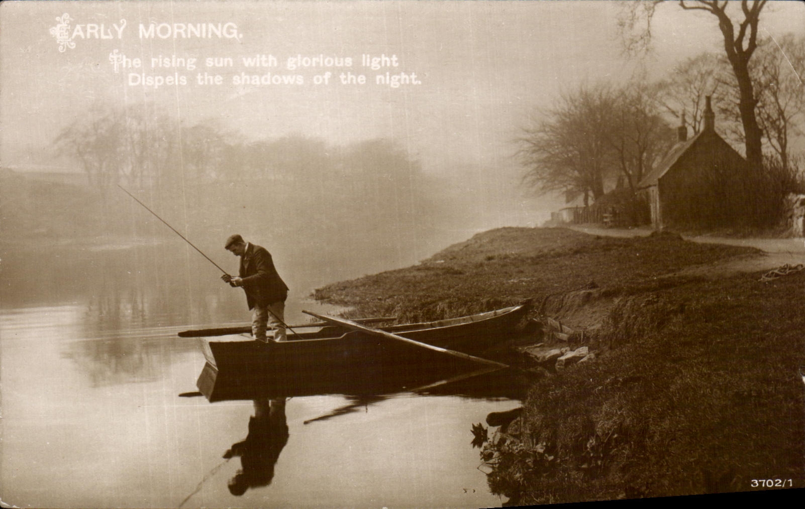 CPA Fantasy Early morning Fisherman at the edge of water