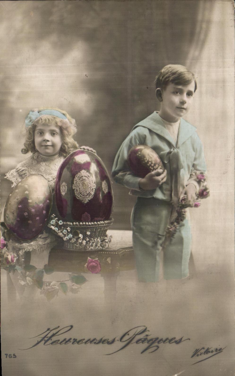 CPA Fantasy Children Easter eggs