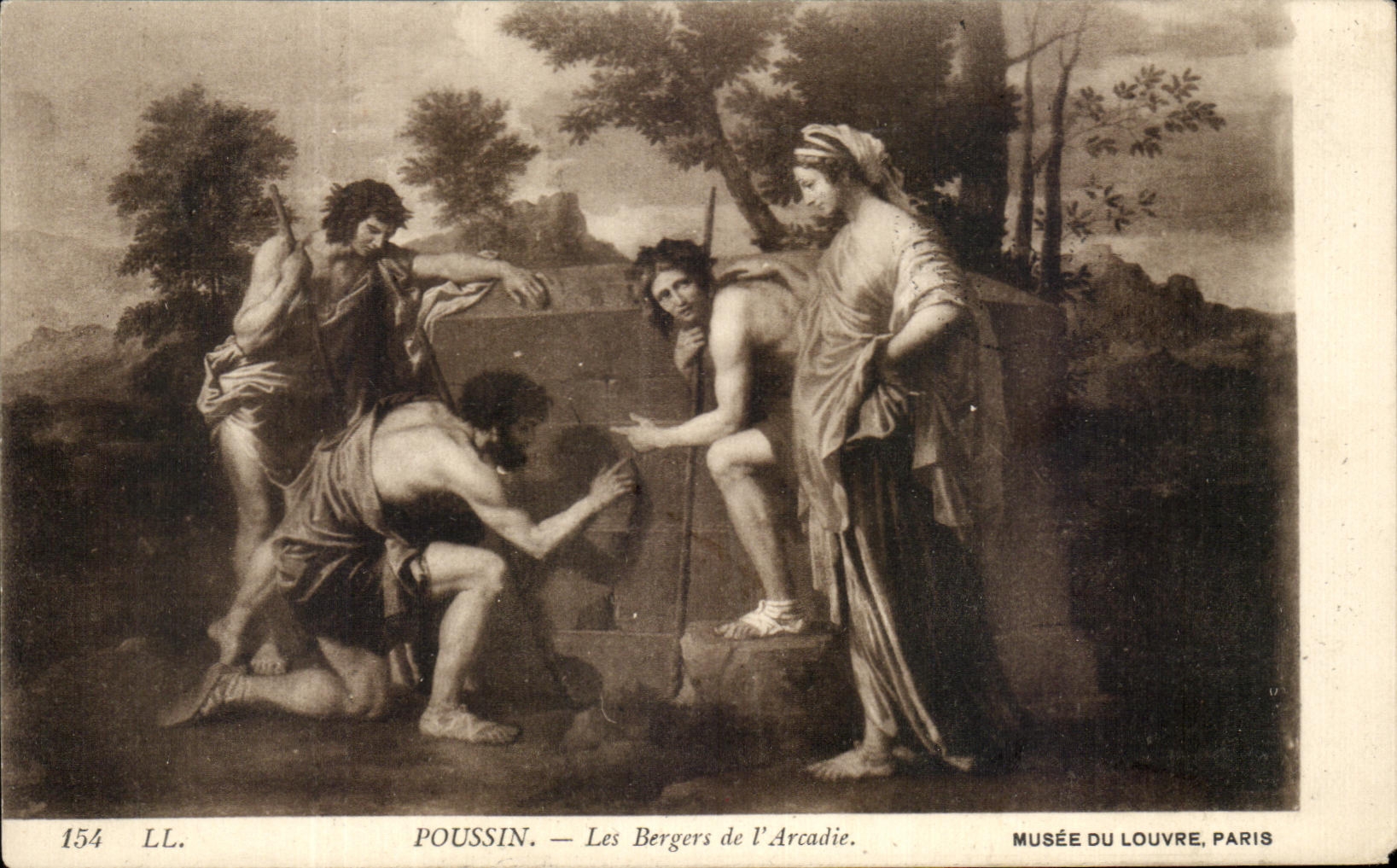 CPA Fantaisie Poussin Les bergers de l'arcadie Musee du Louvre Paris 