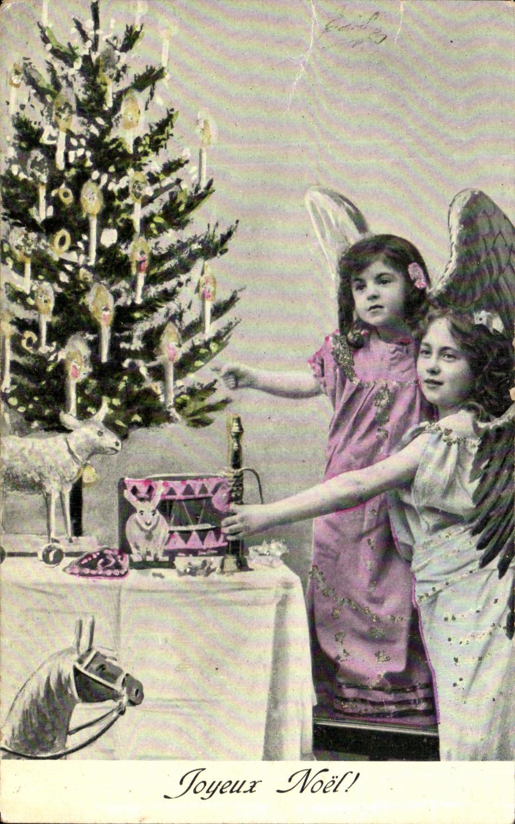 CPA Fantasy Angels Christmas Horse Rabbit