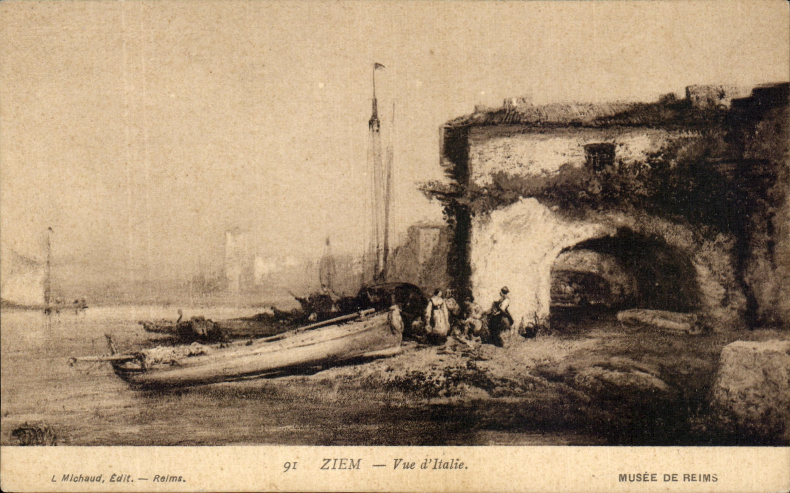 CPA Ziem Vue d'Italie Musee de Reims Bateau