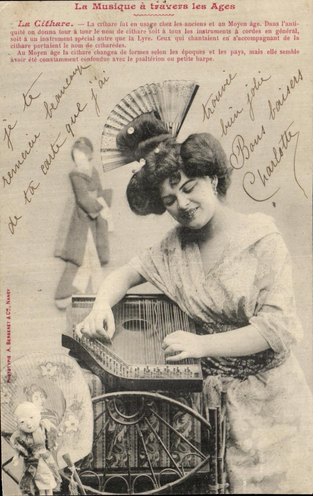 CPA Fantasy Woman Music Through Old the Japan zither