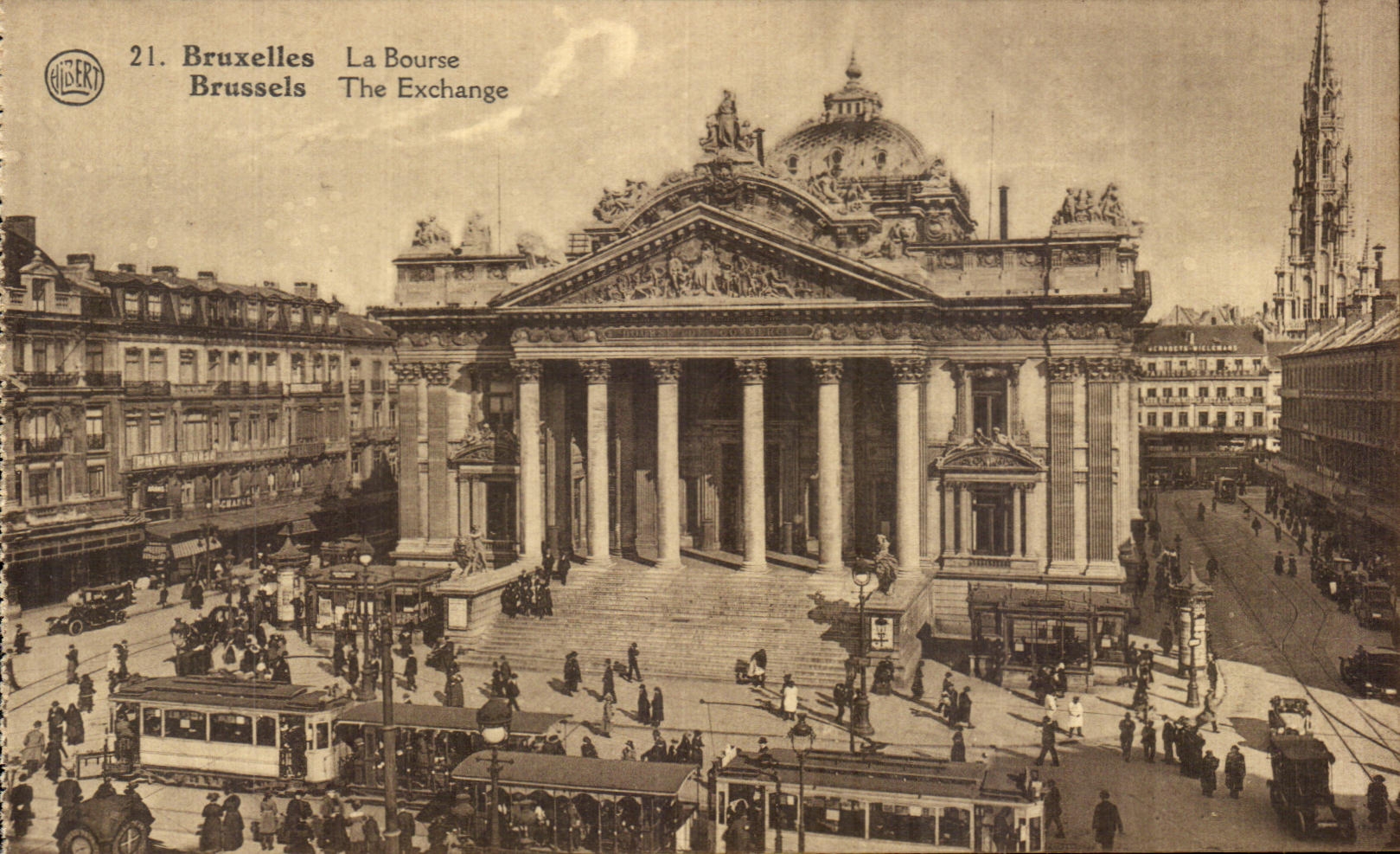 CPA Brussels the Stock Exchange Trams