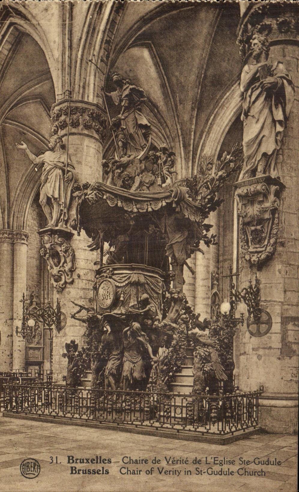 CPA Brussels pulpit of Truth of the Church co Gudule