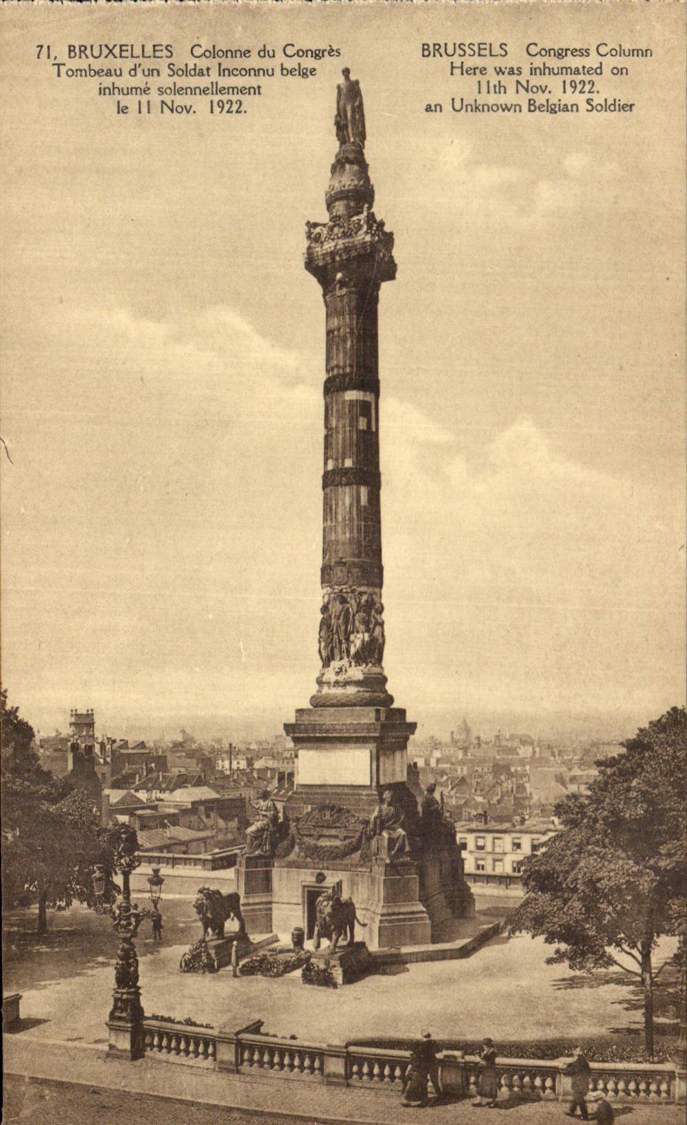 CPA Brussels Column of the Congers Tomb of a Belgian Unknown soldier