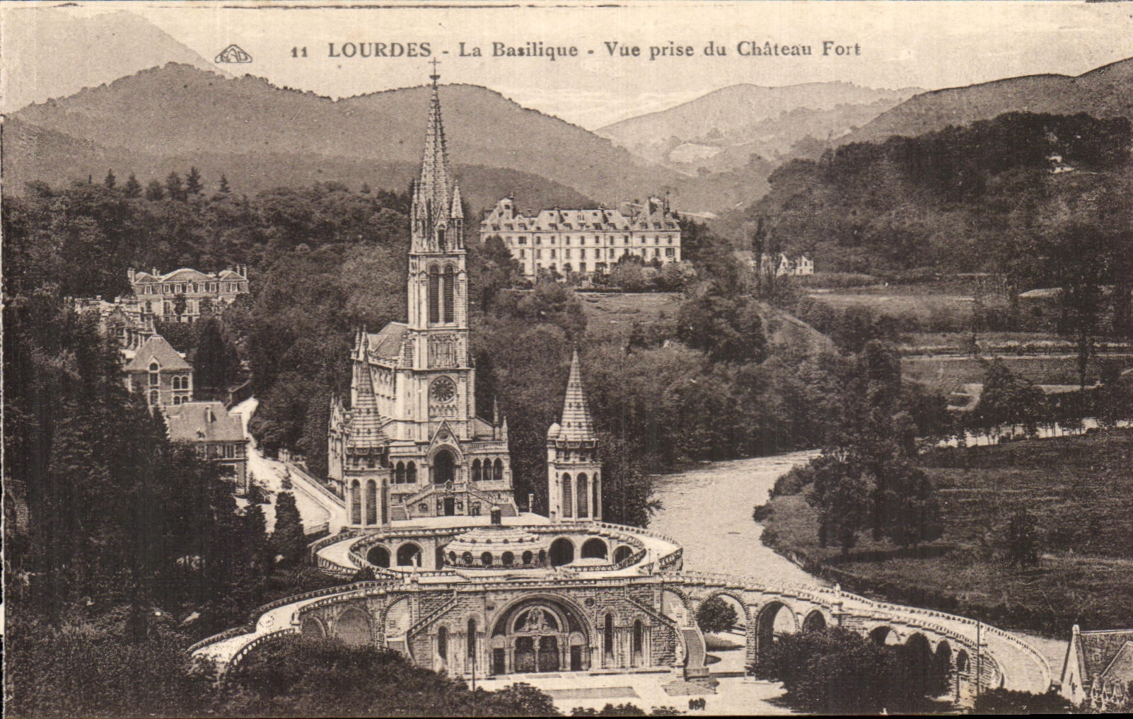 CPA Lourdes the Basilica Seen from of the Castle Fort