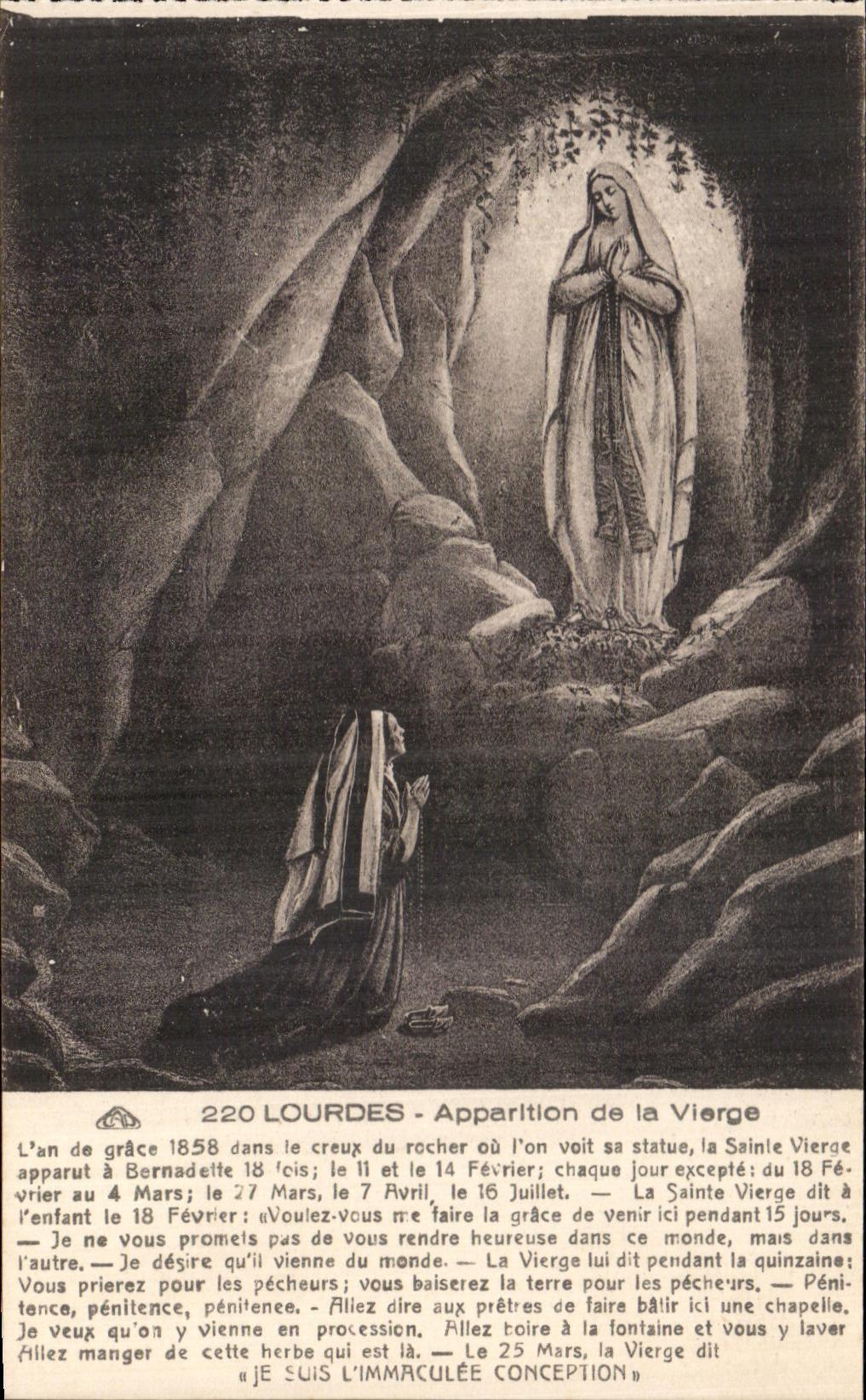 CPA Lourdes Appearance of the Virgin