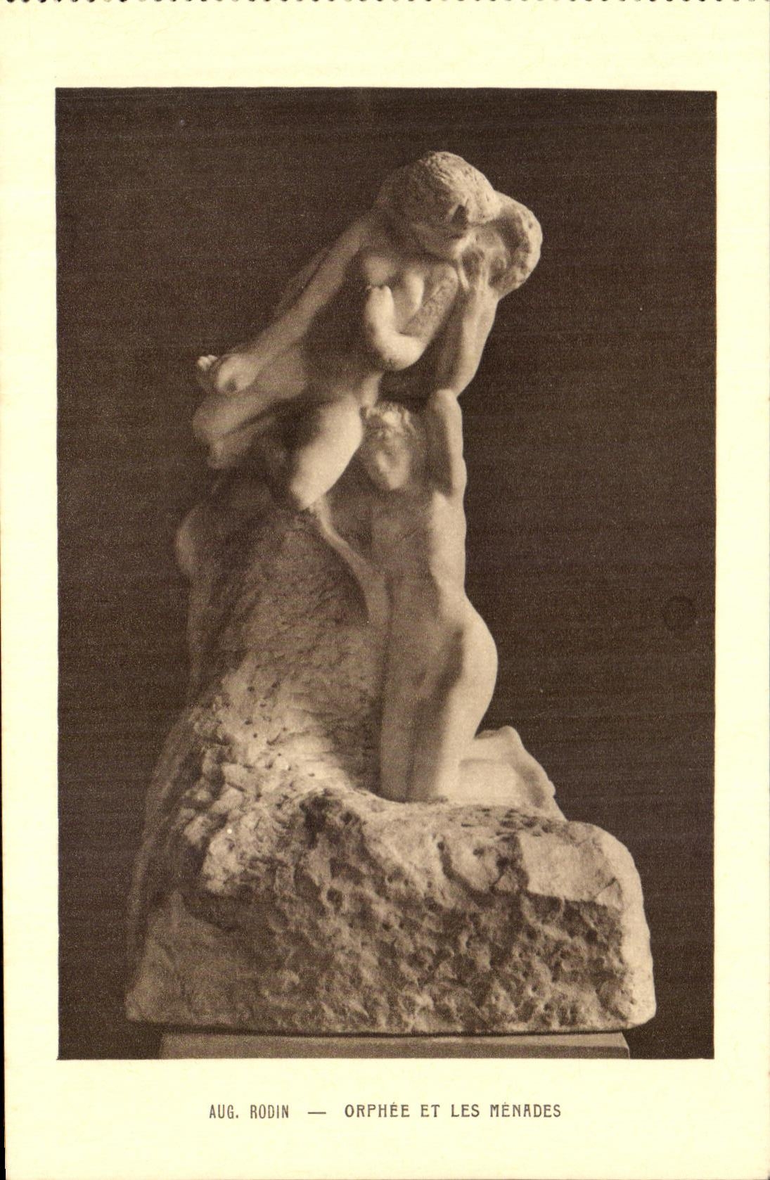 CPA agosto Rodin Orphee y menades