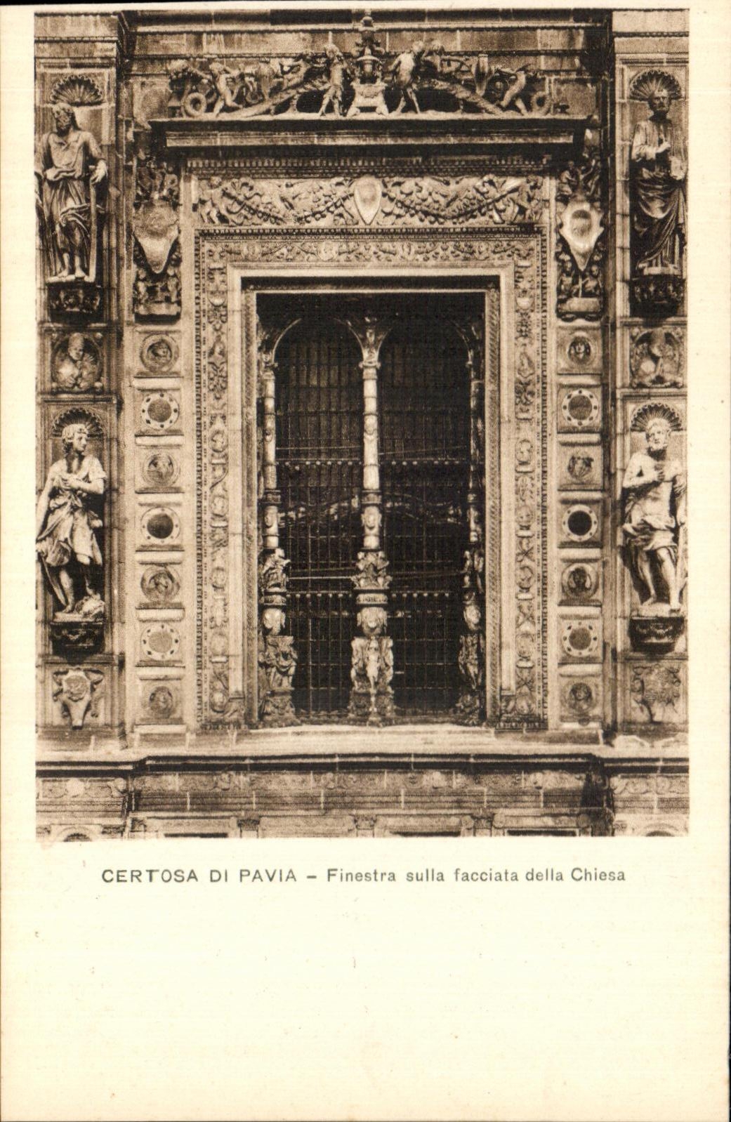 Facciata del sulla de Pavia Finestra de los Di de CPA Certosa mas alla del chiesa