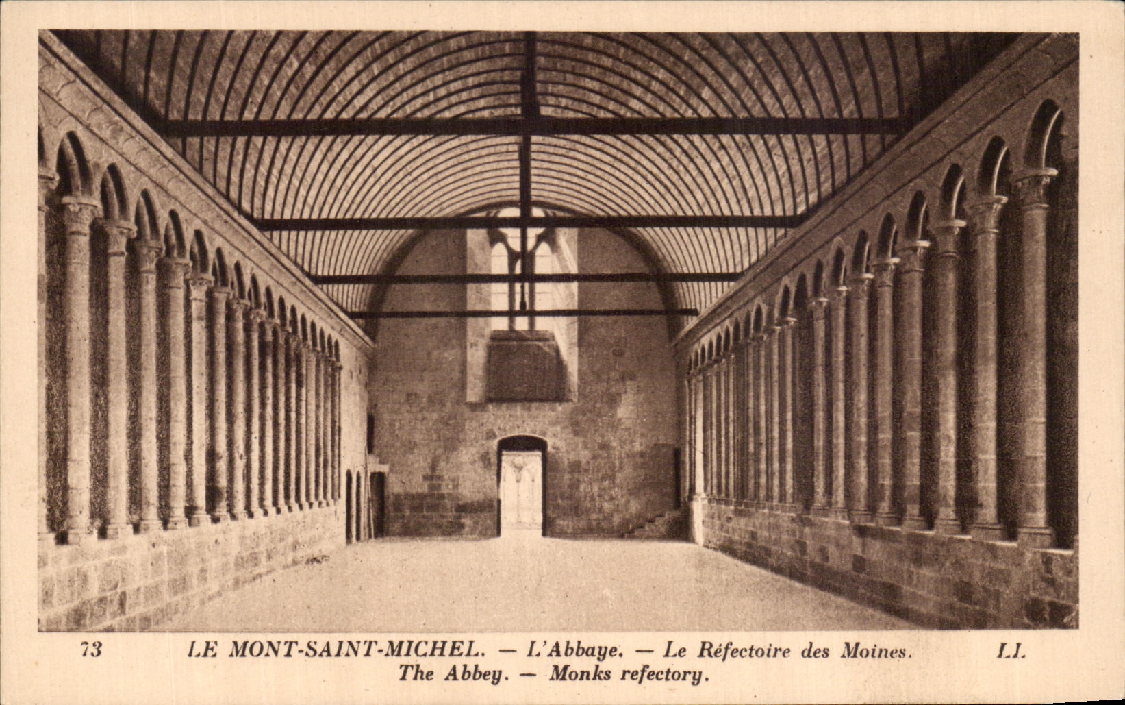 CPA Mont Saint Michel the Abbey the Refectory of the Monks
