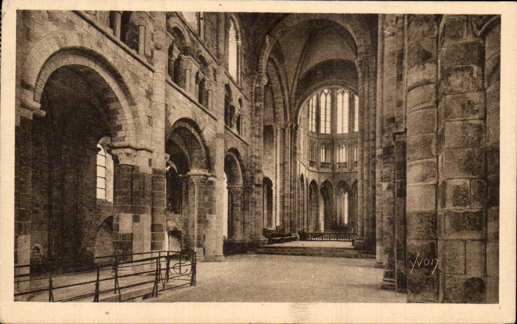 Interior CPA Mont Saint Michel Abbey of the Romance Church