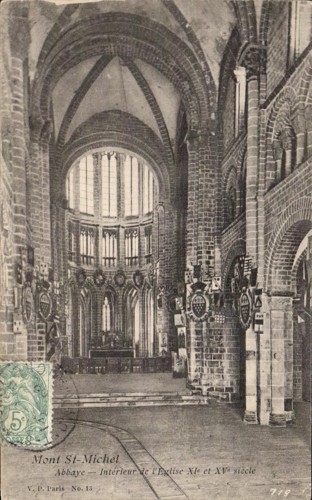 Interior CPA Mont Saint Michel Abbey of the Church