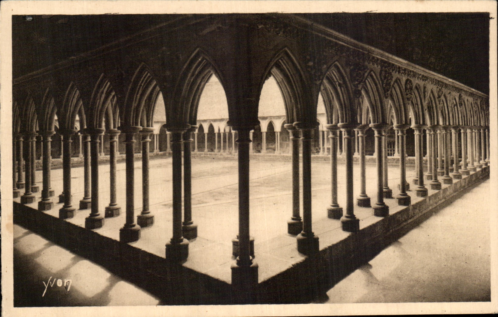 CPA Soft France the Mount St Michel Galleries Abbey Of the Cloister