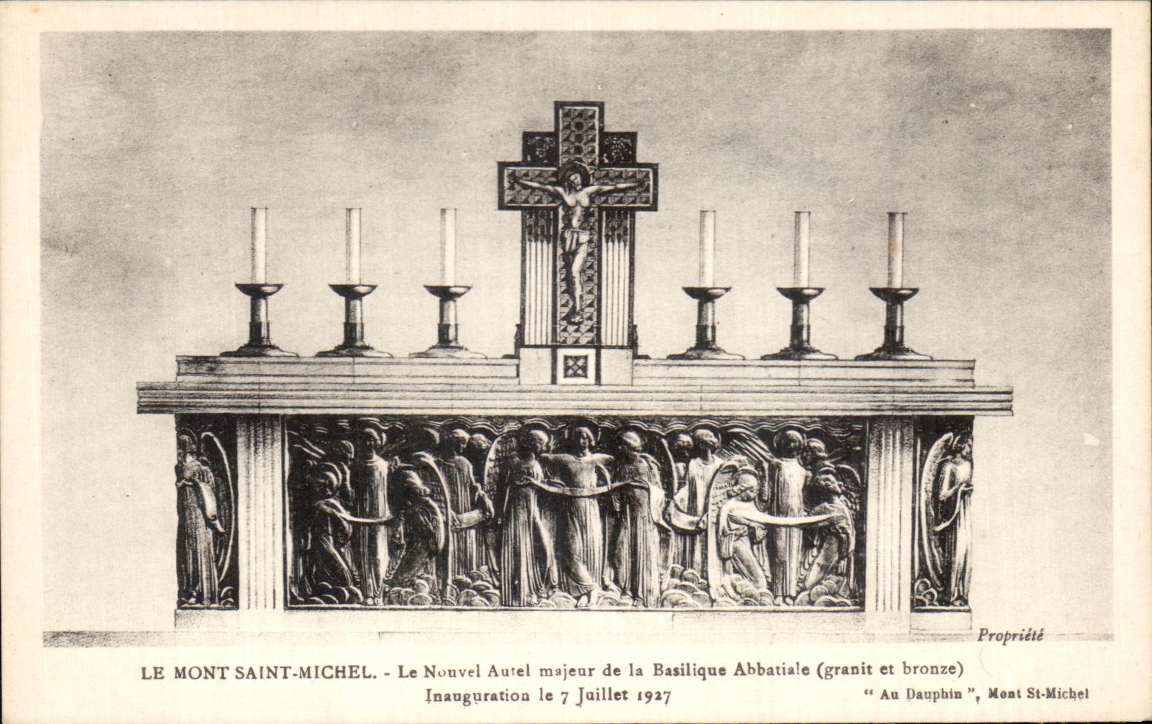 CPA the Mount St Michel the New Major Furnace bridge Of the Abbey Basilica Inauguration on July 7th 1927