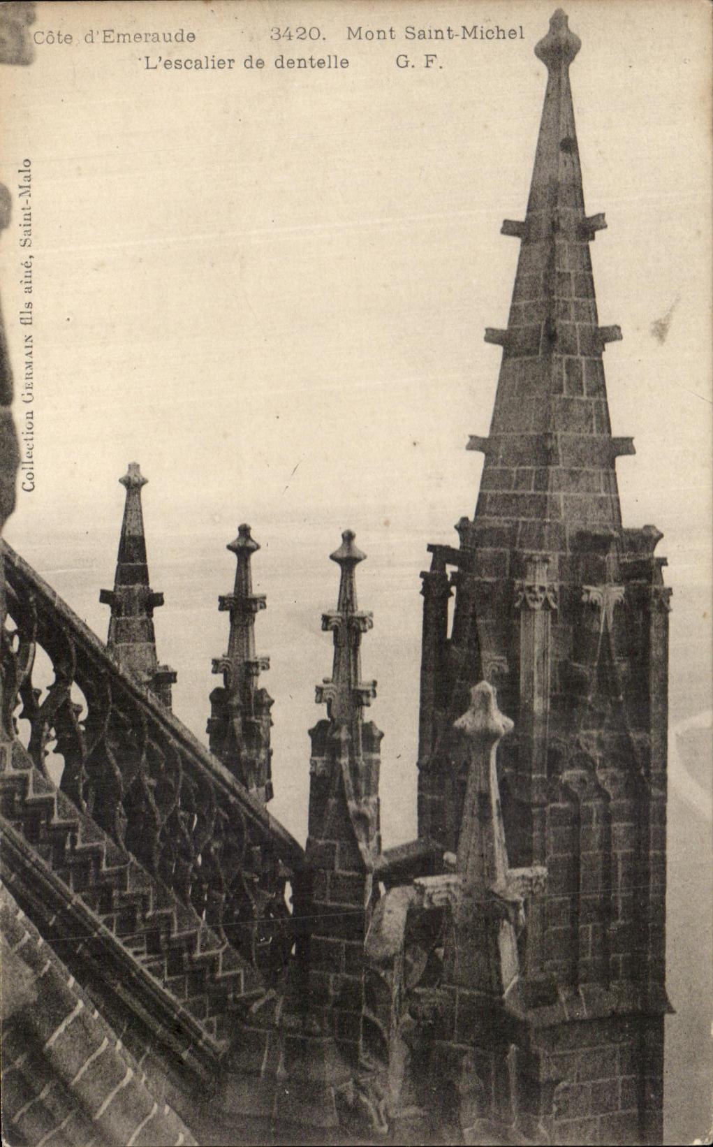 CPA dimensions of Emernude Mont St Michel the Lace Staircase