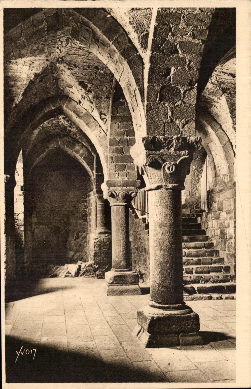CPA Soft France the Mount St Michel Crypt Abbey Of the North wind