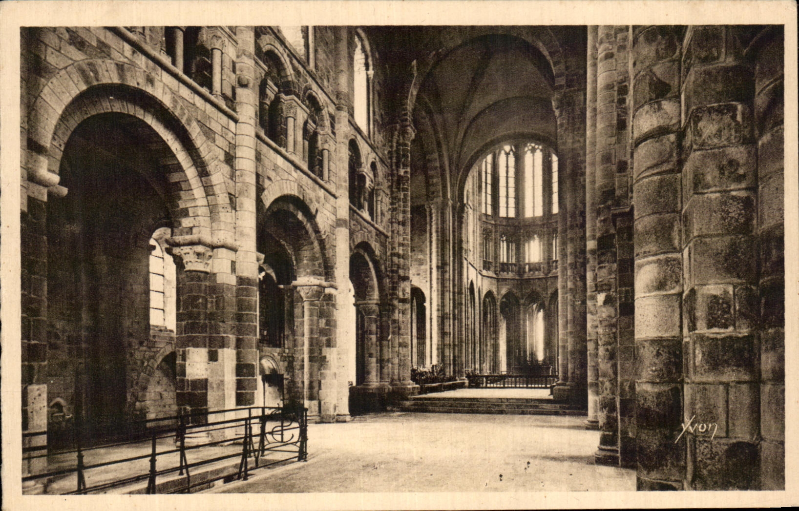 CPA Soft France the Mount St Interior Michel Abbey Of the Romance Church
