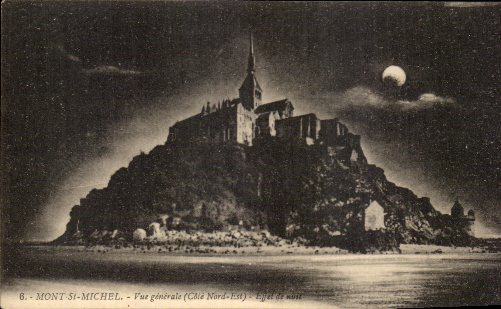 CPA Mount St Michel View Night effect