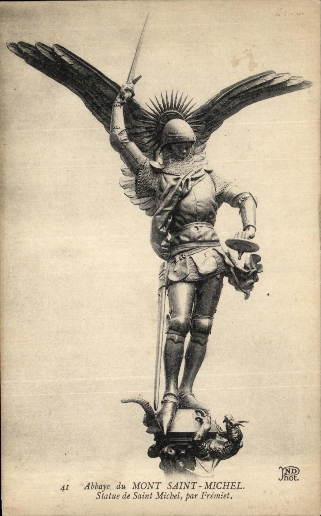 CPA Abbey of Mont Saint Michel Statue of Saint Michel Fremiet