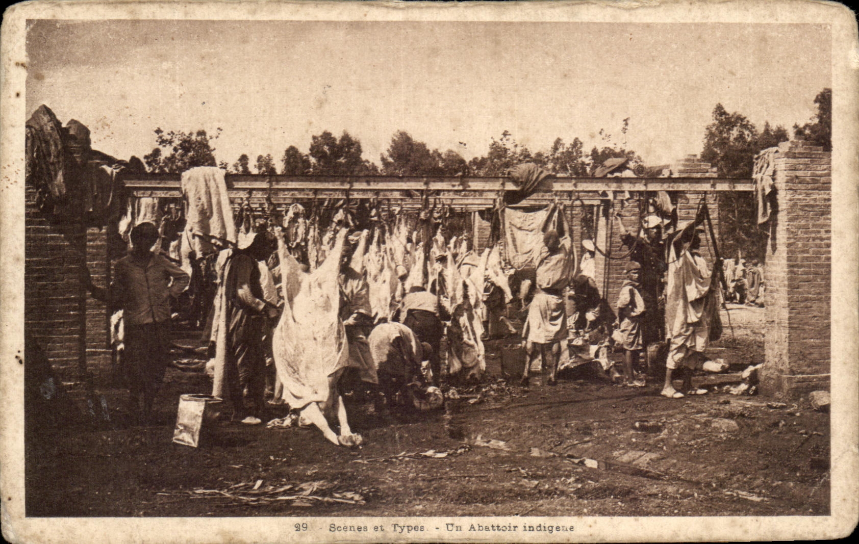 Escenas indigenas y tipos de CPA un matadero