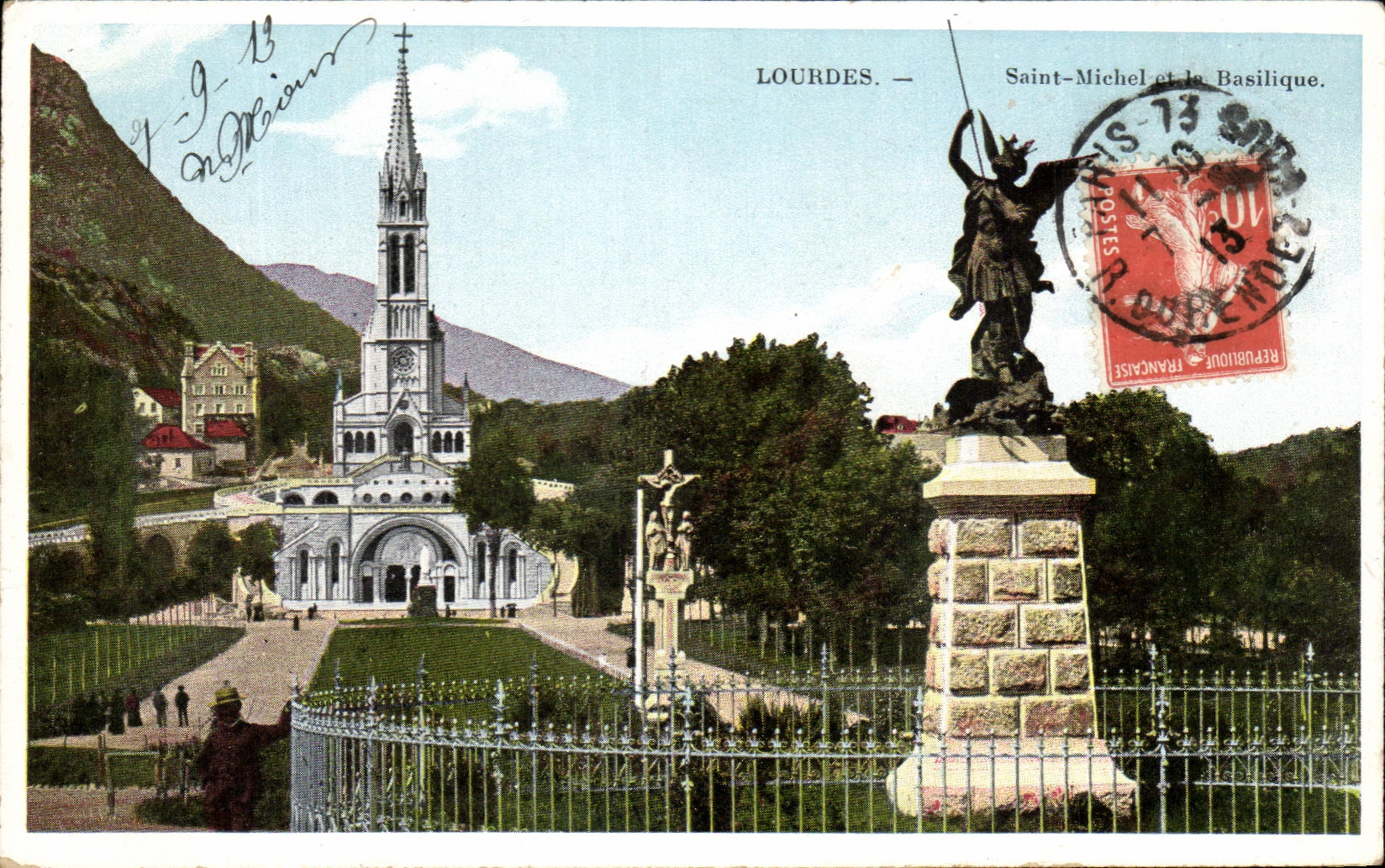 CPA Lourdes Holy Michel and the Basilica