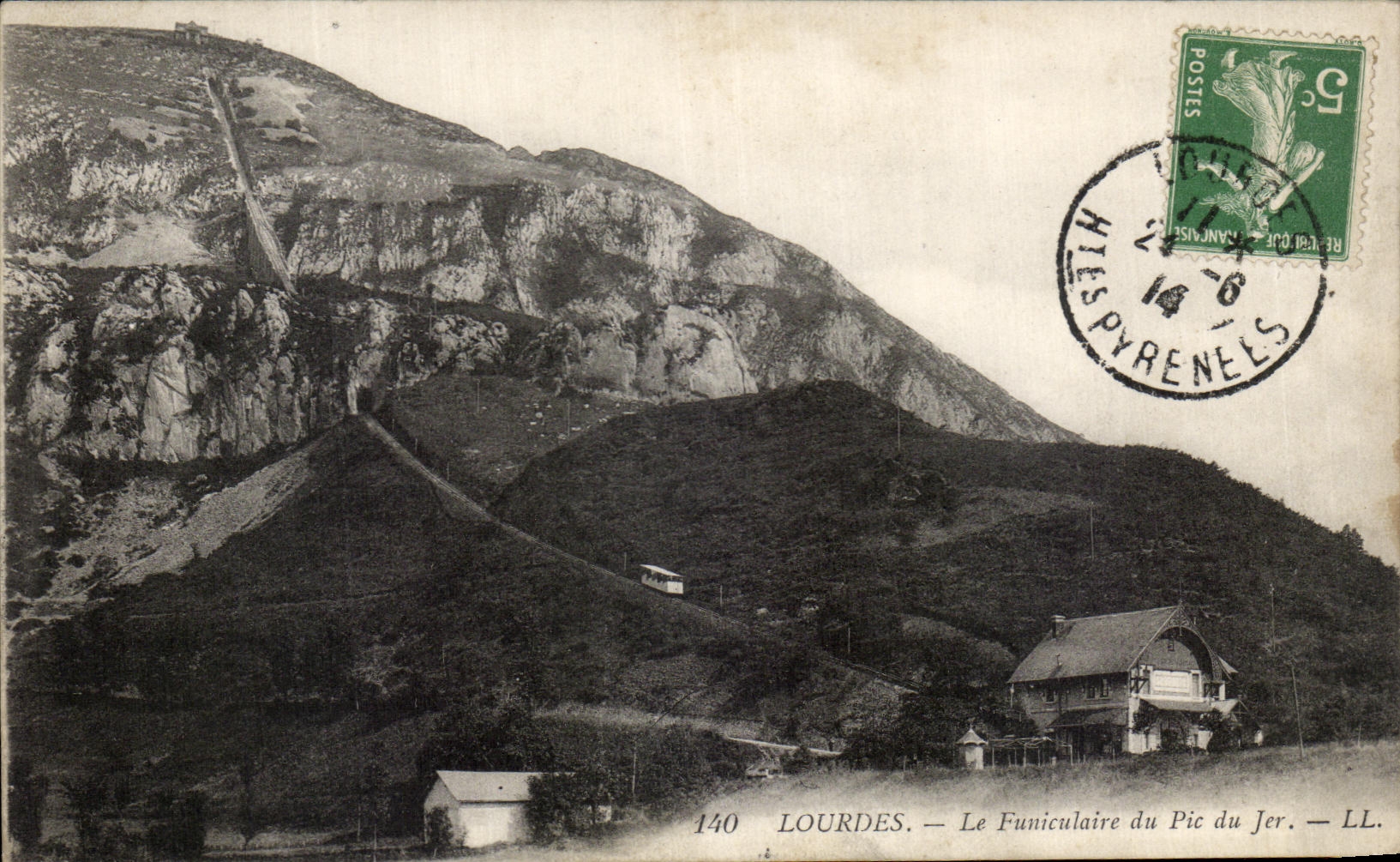 CPA Lourdes the Funicular of the Peak of Jer