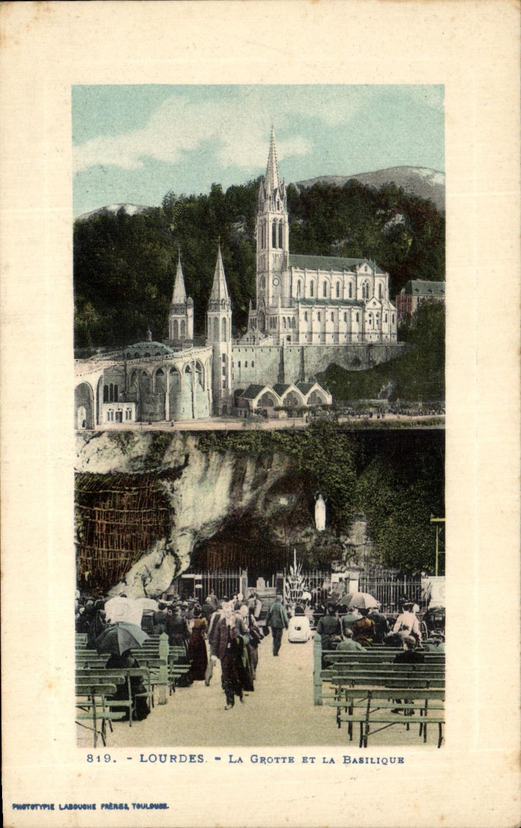 CPA Lourdes the Cave And the Basilica