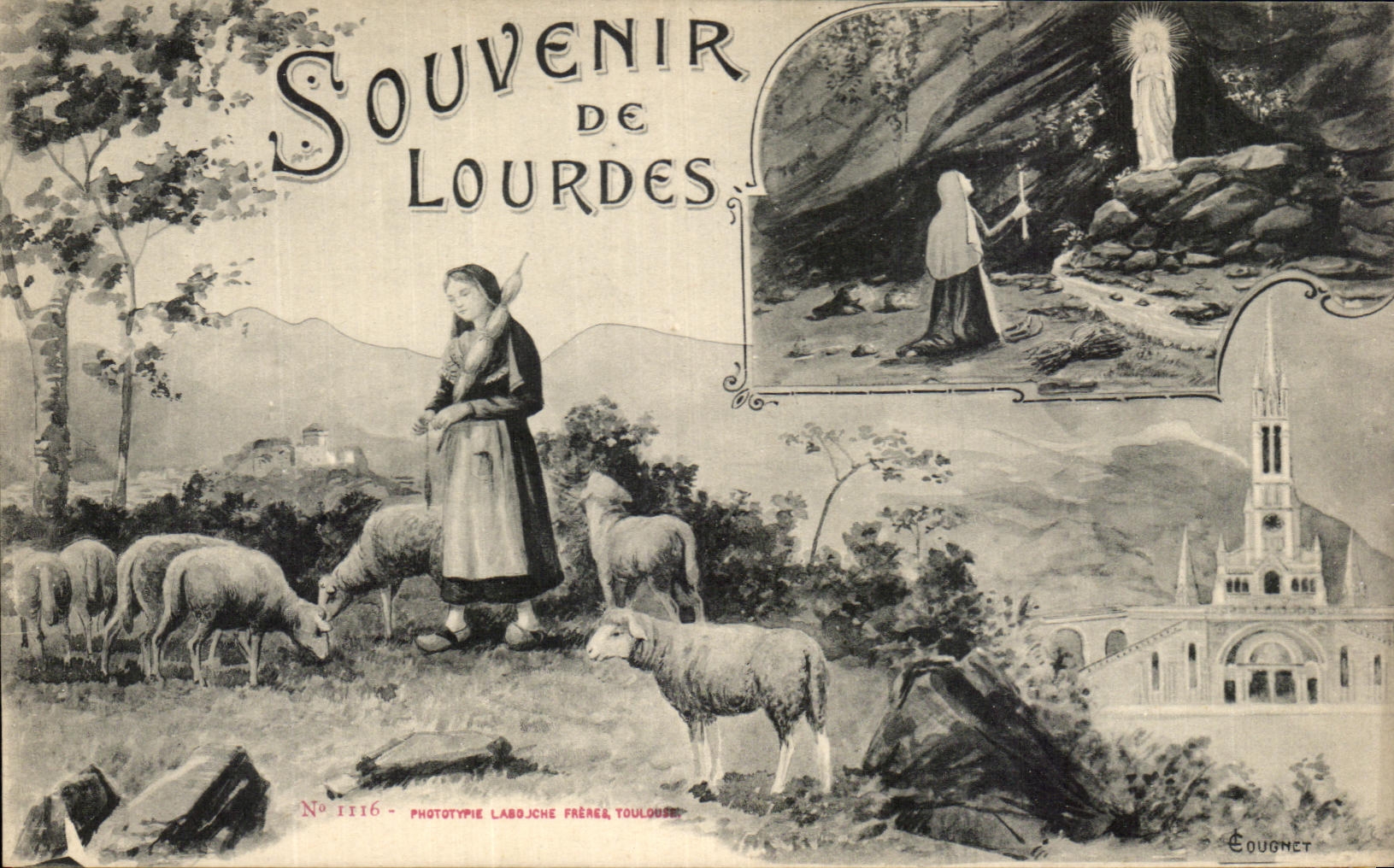 CPA Souvenir Of Lourdes Sheep