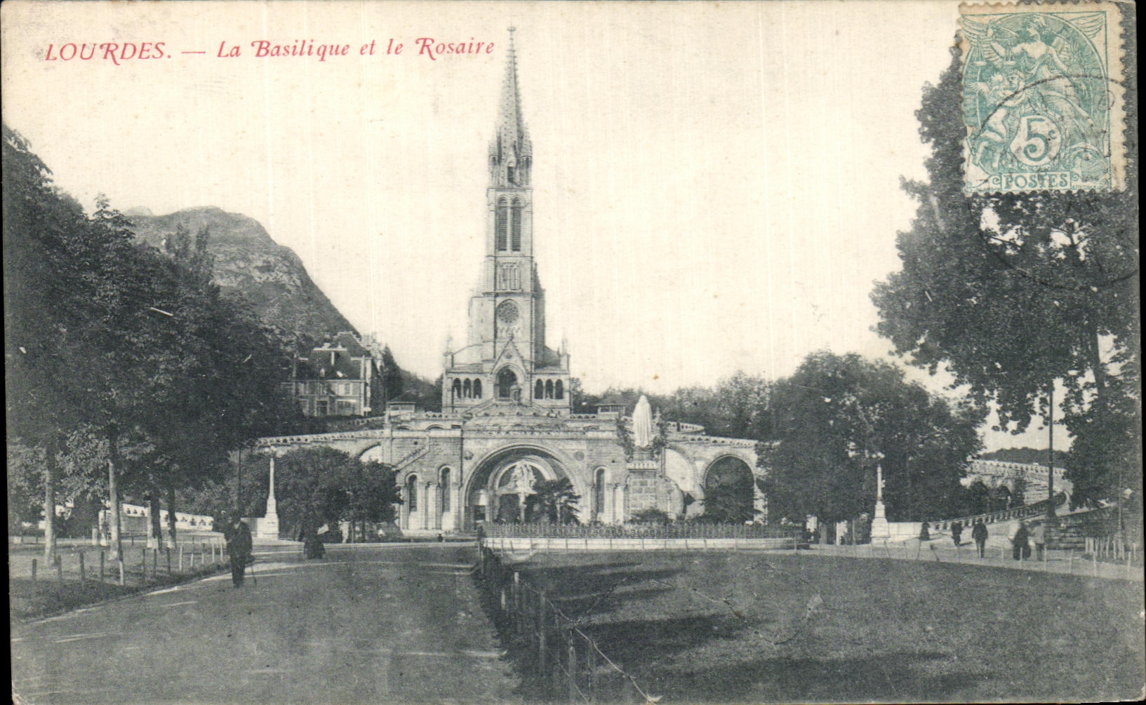 CPA Lourdes the Basilica and Rosary