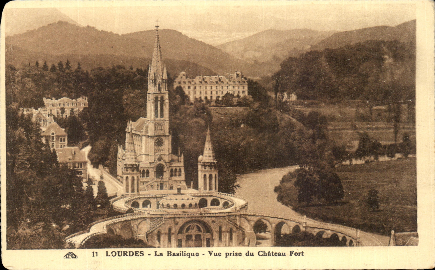 CPA Lourdes the Basilica Seen from of the Castle Fort