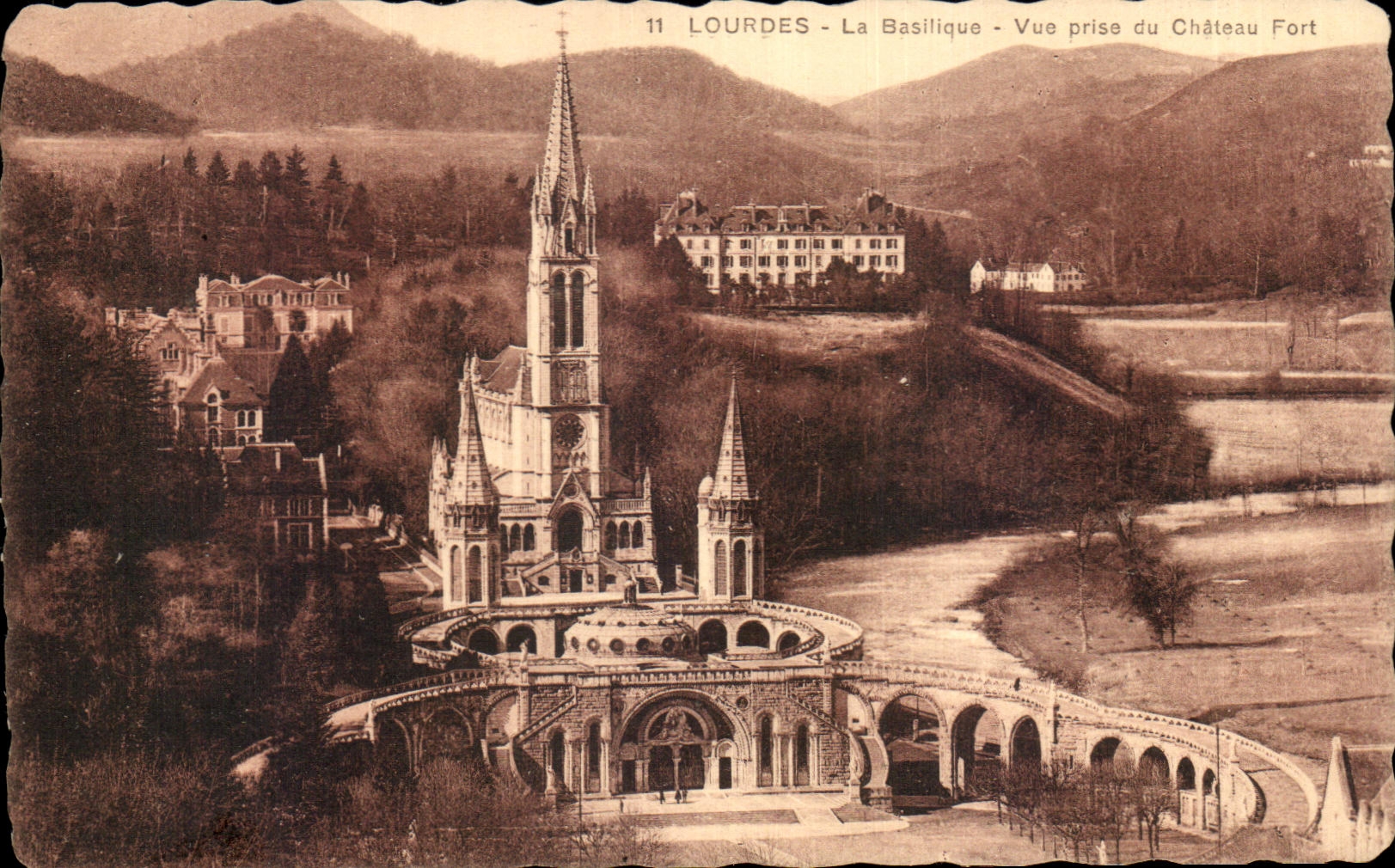 CPA Lourdes the Basilica Seen from of the Castle Fort