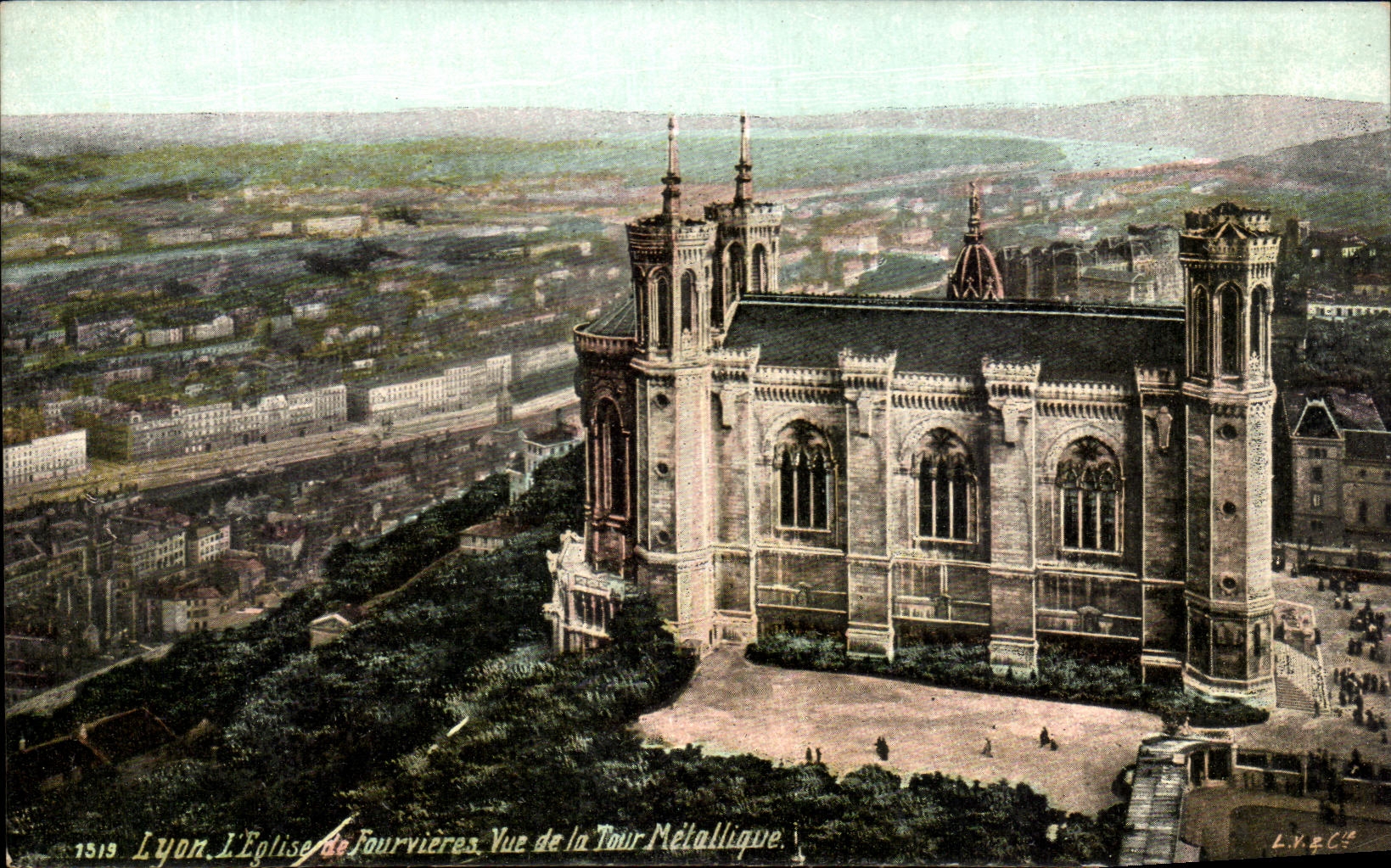 CPA the Church of Fourvieres Seen of the Metal Tower Lyon