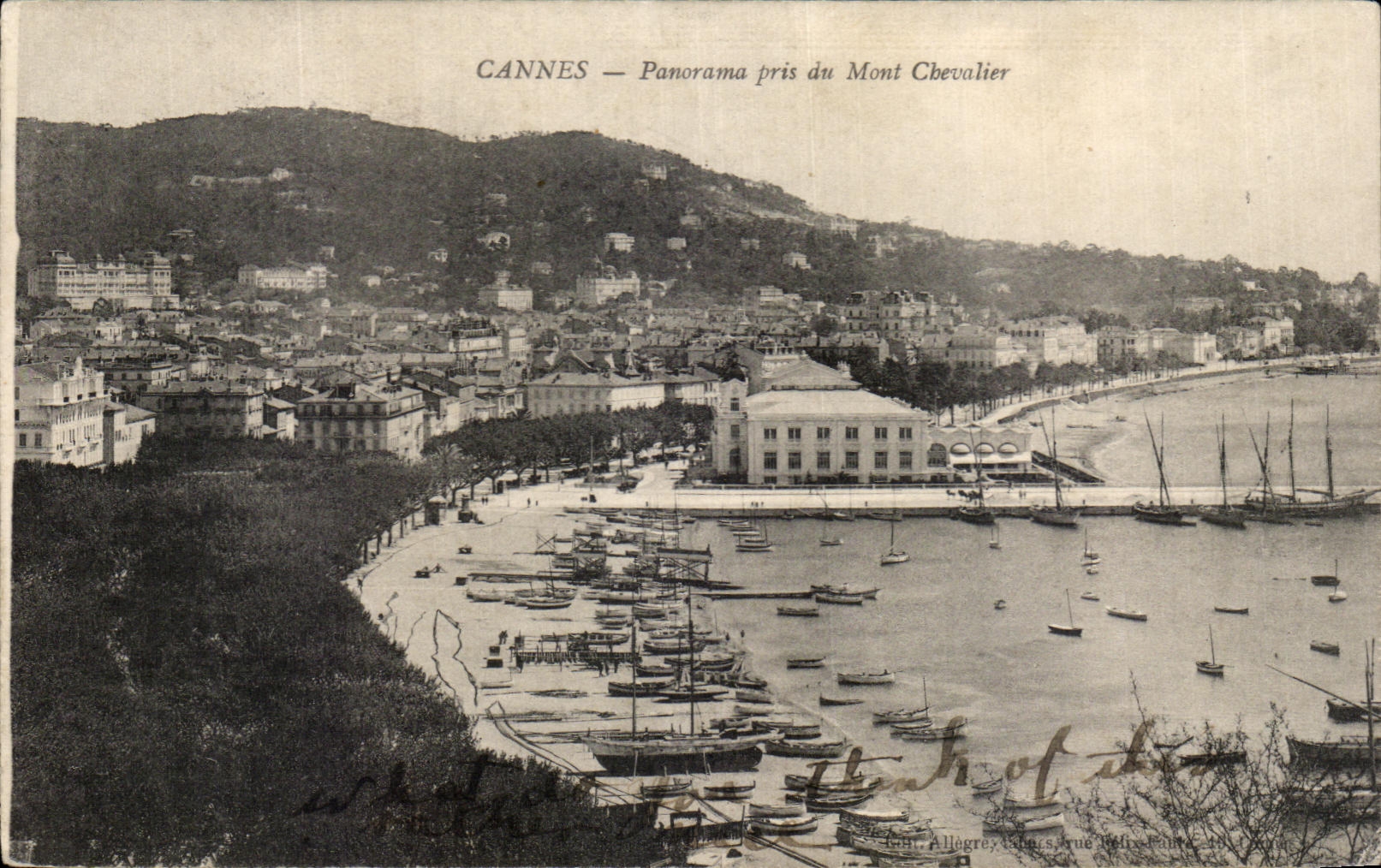 CPA Cannes Panorama taken of the Mount Knight Boats
