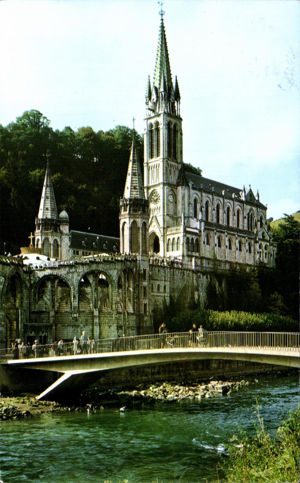 MODERN CARD Lourdes the Basilica And the Bridge On Gave