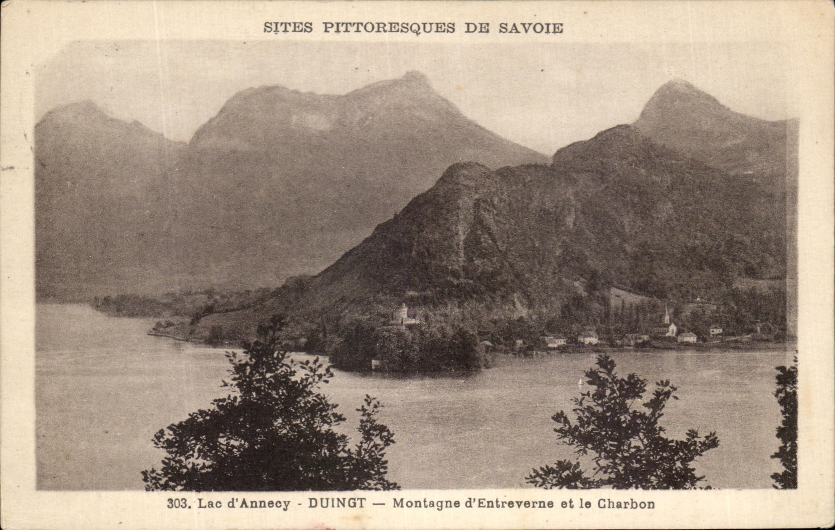 Picturesque CPA Sites Of Savoy Lake Annecy Duingt Mountain of entreverne and Coal
