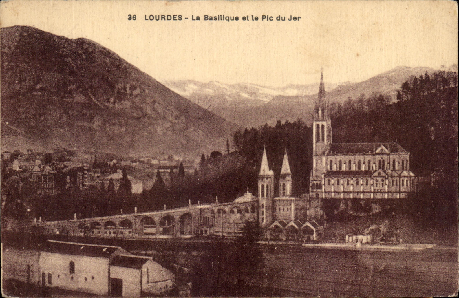 CPA Lourdes the Basilica and the Peak of Jer